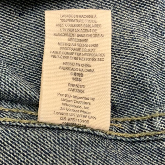 Free People Distressed Jean Jacket with Contrasting Sleeves & (Detachable) Hood - Picture 11 of 11